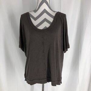 H by Bordeaux Women’s XL Gray Ribbed Short Sleeve Tee Top Rayon Blend